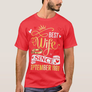 Camiseta La mejor esposa desde septiembre de 1991 Feliz mat