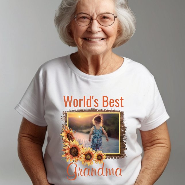 Camiseta La mejor foto personalizada de la abuela del mundo (Subido por el creador)