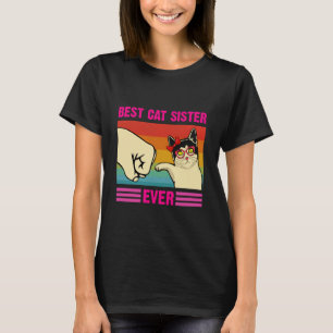 Camiseta La mejor hermana gato de todos Retro Lindo Gato Pu