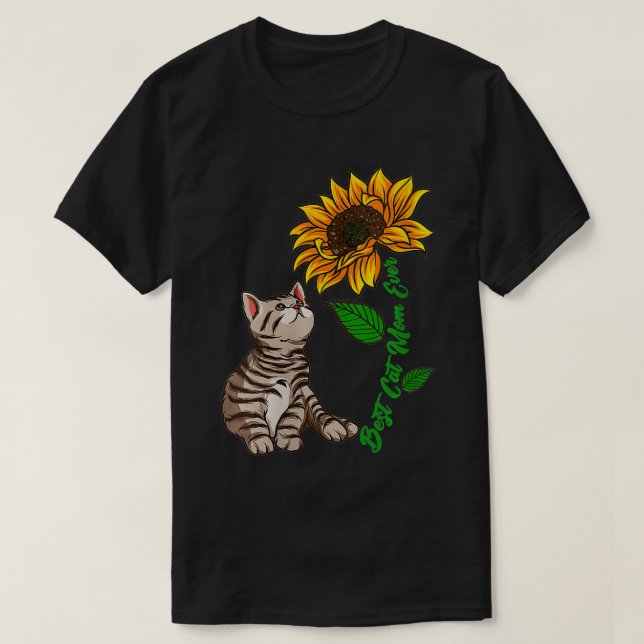 Camiseta La mejor madre de gatos del mundo del girasol: Día (Diseño del anverso)