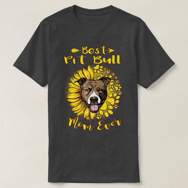 Camiseta La mejor madre del Bulldog del pozo jamás Sunflowe (Diseño del anverso)