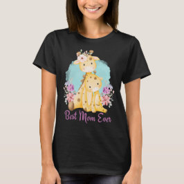 Camiseta La mejor mamá alguna vez dulce bebé jirafa y tema