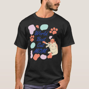 Camiseta La Mejor Mamá de Gatos del Mundo Diseño Divertido 