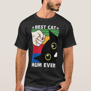 Camiseta La Mejor Mamá de Gatos Fist Bump Gato Vintage Día