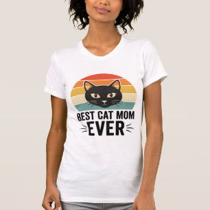 Camiseta La Mejor Mamá de Gatos Retro Cara de Gato Diseño V