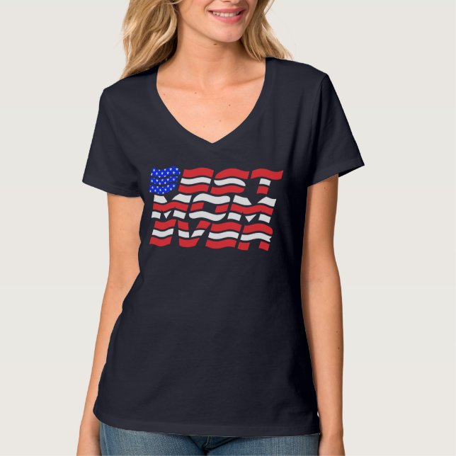 Camiseta La mejor mamá de la bandera de EEUU (Anverso)