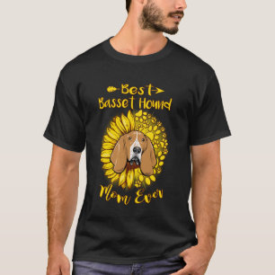 Camiseta La mejor mamá de perro basset hound con girasol di