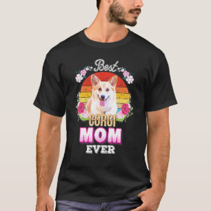 Camiseta La mejor mamá de perro jamás Corgi Floral Retro Dí