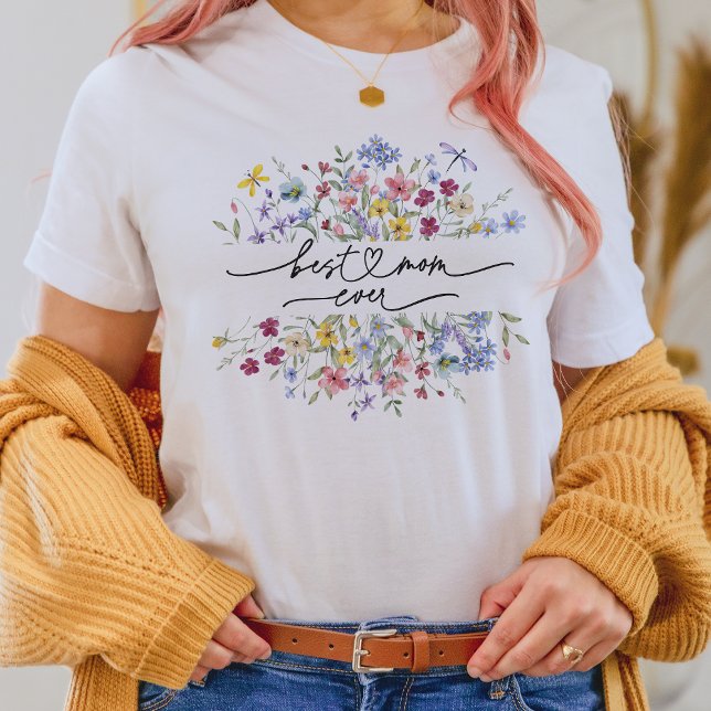 Camiseta La mejor mamá de todos los tiempos | Flores silves (Subido por el creador)