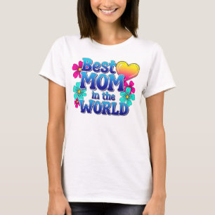 Camiseta La mejor mamá del mundo negrita gradiente azul y f