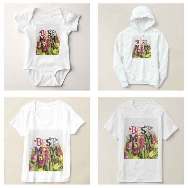 Camiseta La Mejor Mamá Floral Moderno (Best Mom Ever Trendy Floral T-Shirt)
