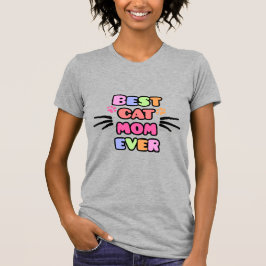 Camiseta La mejor mamá gata con una fuente colorida y burbu