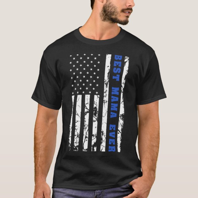 Camiseta La mejor mamá jamás bandera de los Estados Unidos  (Anverso)