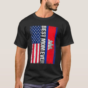 Camiseta La mejor mamá jamás retro bandera de Camboya de Es