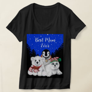 Camiseta La mejor mamá oso polar, pingüino, cachorro de foc