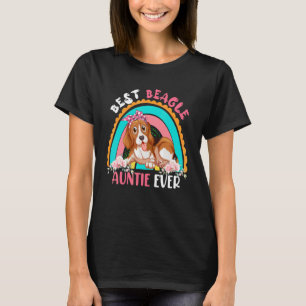 Camiseta La mejor tía beagle, perro con flores de arcoiris,