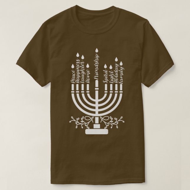 Camiseta La Menorah judía de Hanukkah  (Diseño del anverso)