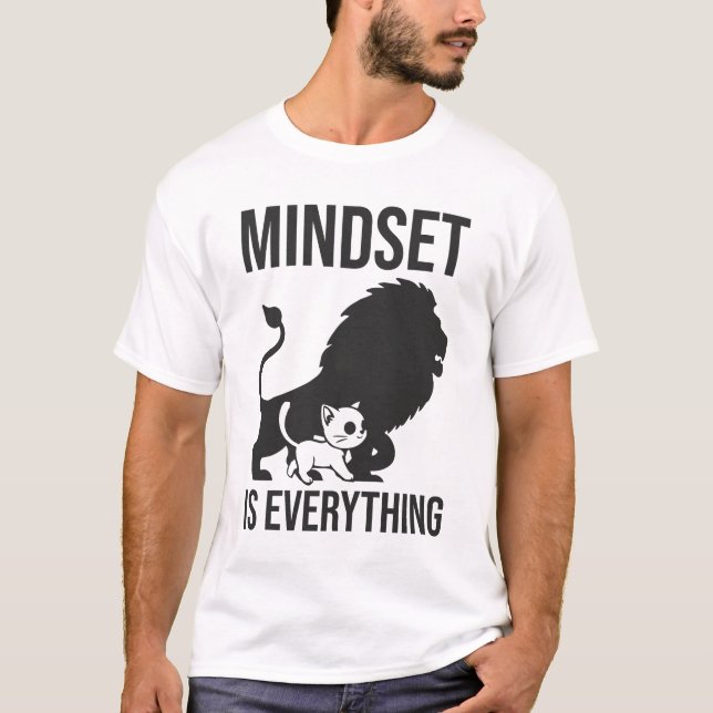 Camiseta La mentalidad es todo - motivación del león gato (Anverso)