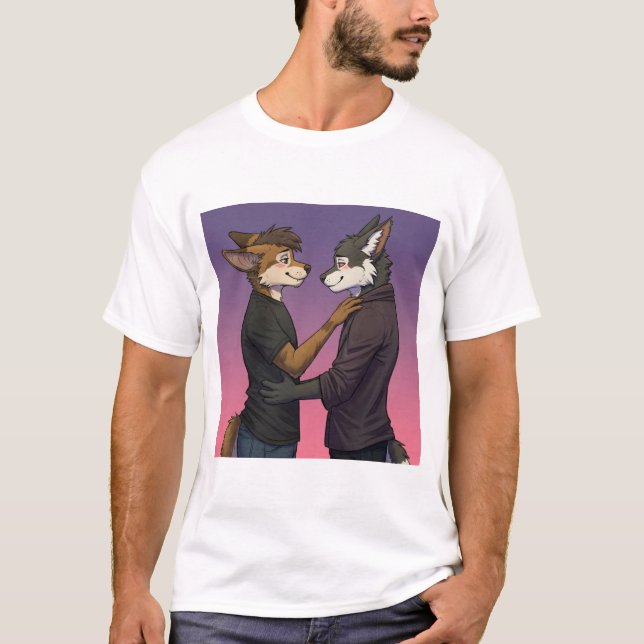 Camiseta La mirada de la oferta: Dos lobos compartiendo un  (Anverso)