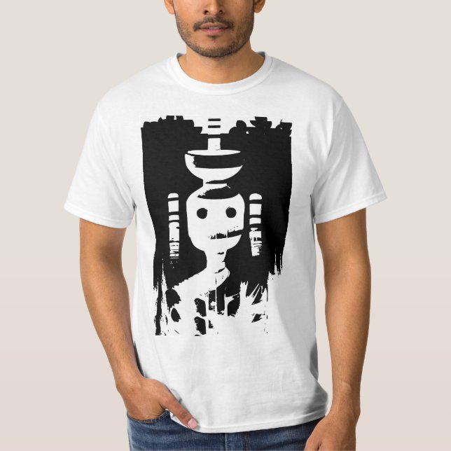 Camiseta La misteriosa figura en blanco y negro (arte de la (Anverso)