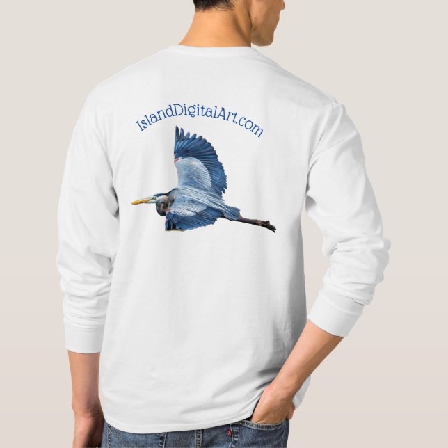 Camiseta La morrina azul de la isla en vuelo (Reverso)