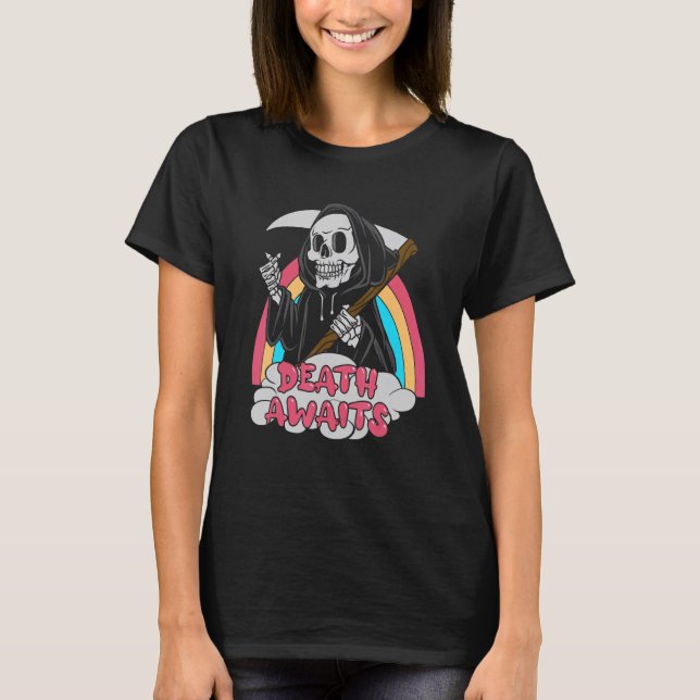 Camiseta La Muerte Espera La Muerte Del Gótico Pastel Grim  (Anverso)