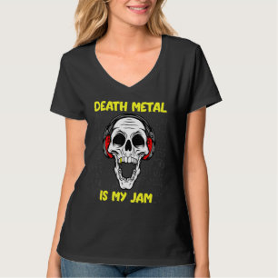 Camiseta La Muerte Metalizado Es Mi Jam - Calavera Y Auricu