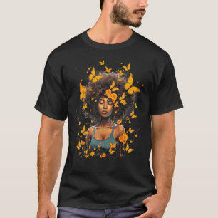 Camiseta La mujer afroamericana Chica negra mariposa