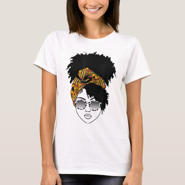 Camiseta La mujer afroamericana Kente Cloe Headband Natura (Anverso)