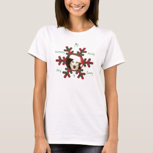 Camiseta La mujer con Husky en Santa Hat (Anverso)
