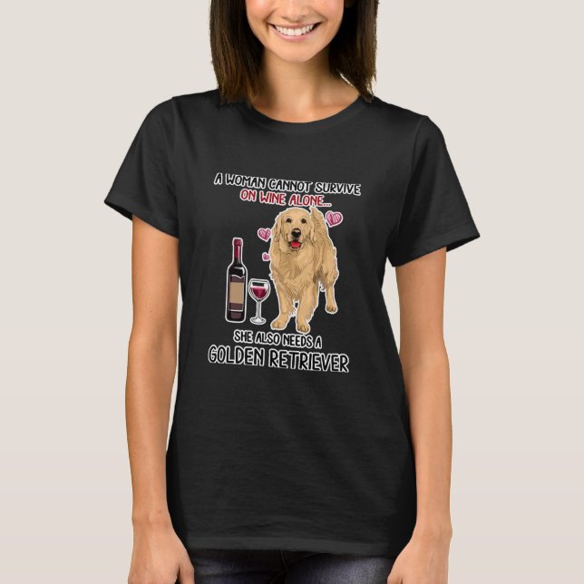 Camiseta La mujer no puede sobrevivir solo con el vino (Anverso)