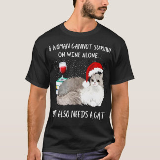 Camiseta La Mujer No Puede Sobrevivir Solo Con El Vino Que