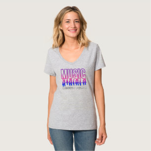 Camiseta La música conecta a la gente   Mujeres V-Neck