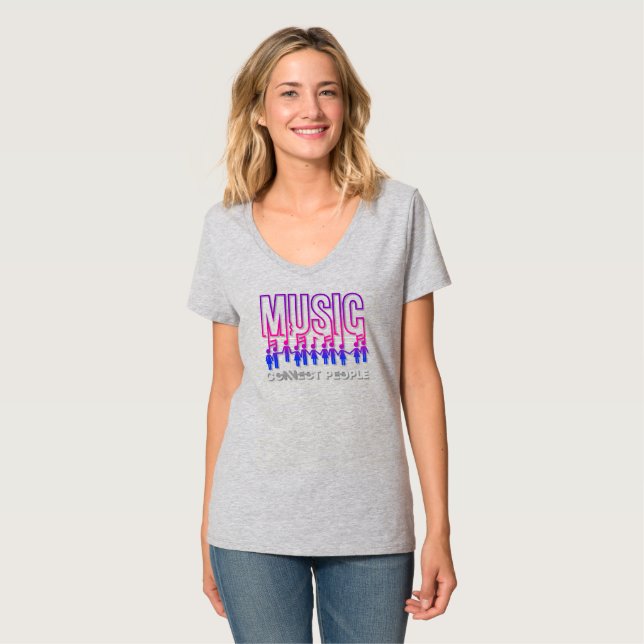Camiseta La música conecta a la gente | Mujeres V-Neck (Anverso completo)