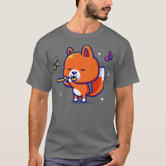 Camiseta La música de flauta de Cute Fox