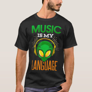 Camiseta La música divertida es mi lengua Alien Auriculares