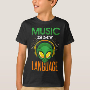 Camiseta La música divertida es mi lengua Alien Auriculares