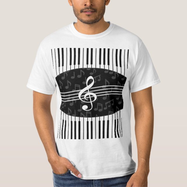 Camiseta La música elegante observa llaves del Clef agudo y (Anverso)