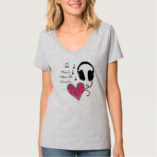 Camiseta La música es donde el corazón es los audífonos V-N