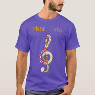 Camiseta La música es igual a la vida Treble Clef Music Ave