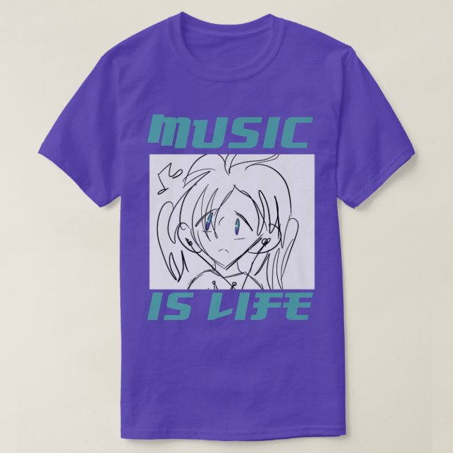 Camiseta La Música Es La Vida Anime (Diseño del anverso)