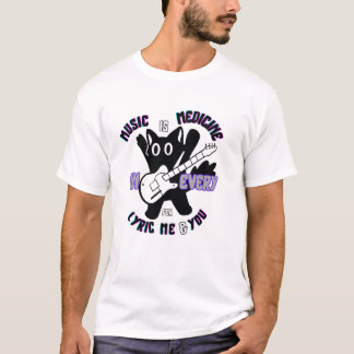 Camiseta La música es medicina - diseño de guitarra de gato