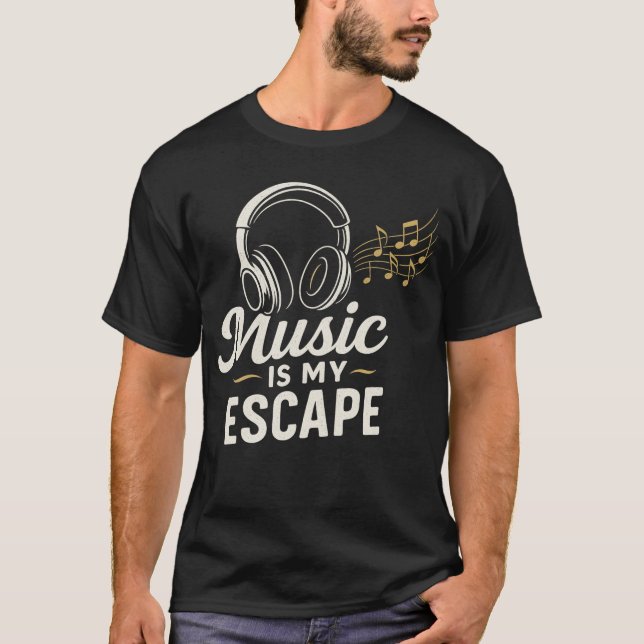 Camiseta La música 🎧 es mi escape - Auriculares y música d (Anverso)