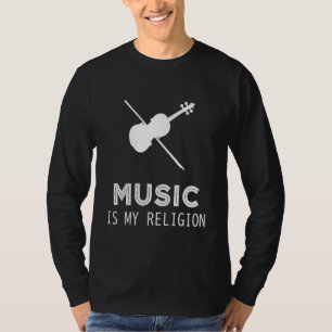 Camiseta La música es mi religión Violín Hoodie Larga sensa