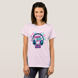 Camiseta La música es mi terapia - Auriculares Retro Gráfic