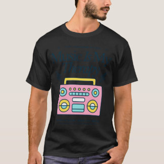 Camiseta La música es mi terapia Diseño retro Boombo chica