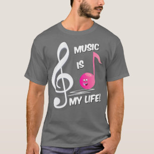 Camiseta La música es mi vida nota rosa trébol clef Kids Pi