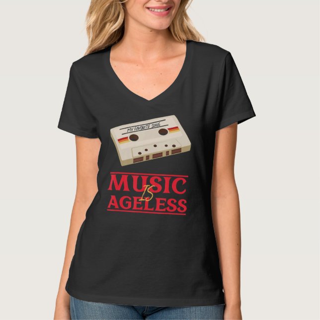 Camiseta La música es una cinta de cinta retro sin edad (Anverso)