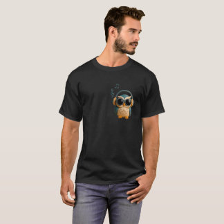 Camiseta La música es vida Cute Búho 3D y tipografía rosa a