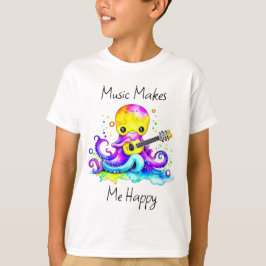 Camiseta La música me hace feliz | Octopus Tocando Guitarra